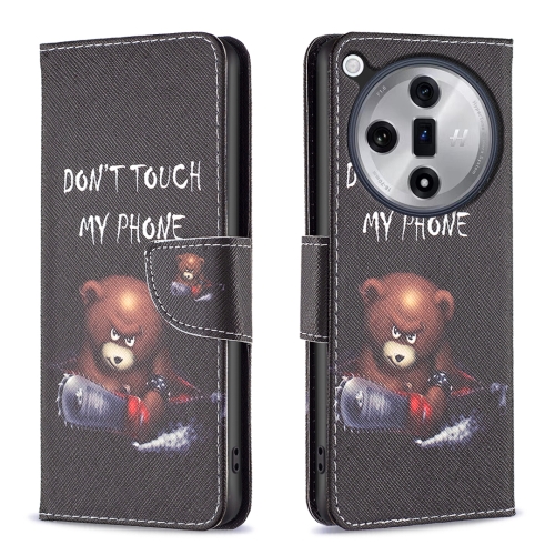

For OPPO Find X7 Colored Drawing Pattern Leather Phone Case(Bear)
