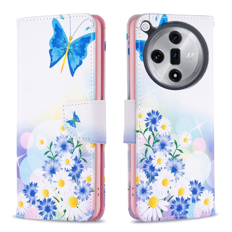 

For OPPO Find X7 Colored Drawing Pattern Leather Phone Case(Butterfly Love)