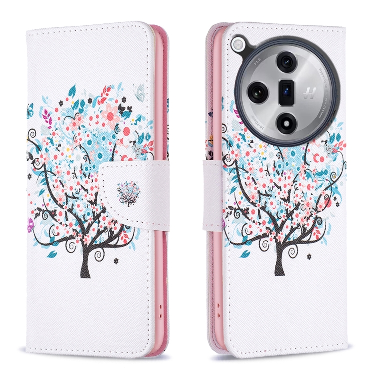 

For OPPO Find X7 Ultra Colored Drawing Pattern Leather Phone Case(Tree)