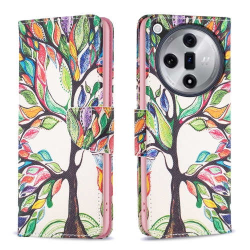 

For OPPO Find X7 Ultra Colored Drawing Pattern Leather Phone Case(Tree Life)