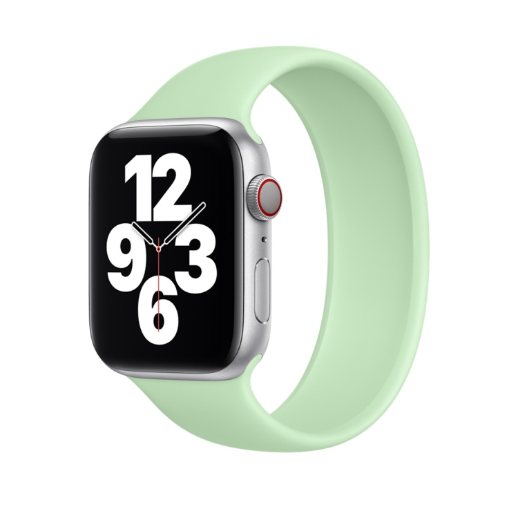 

For Apple Watch Series 8&7 41mm / SE 2&6&SE&5&4 40mm / 3&2&1 38mm Solid Color Elastic Silicone Watch Band, Size:M 143mm (Green)