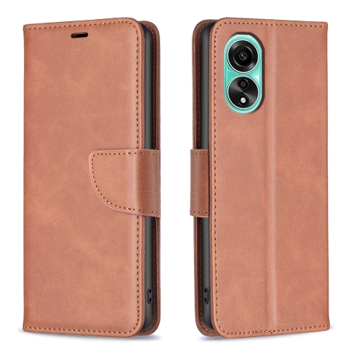 

For OPPO A78 4G Lambskin Texture Leather Phone Case(Brown)