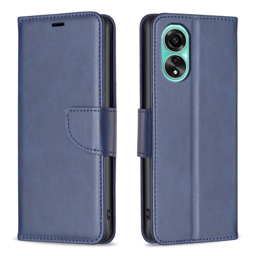 

For OPPO A78 4G Lambskin Texture Leather Phone Case(Blue)