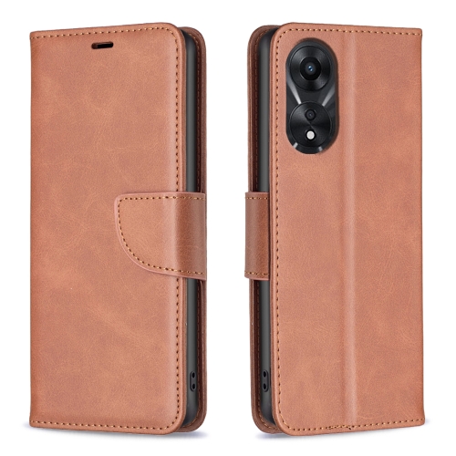 

For OPPO A78 5G Lambskin Texture Leather Phone Case(Brown)