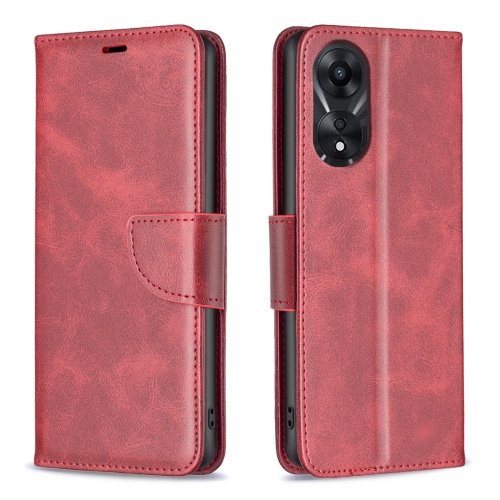 

For OPPO A78 5G Lambskin Texture Leather Phone Case(Red)