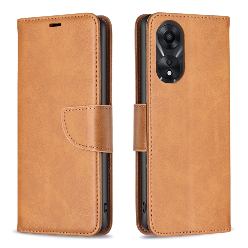 Para OPPO A79 5G Funda de cuero con textura de piel de cordero (marrón)