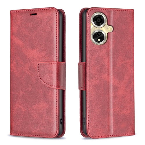 

For OPPO A59 5G Lambskin Texture Leather Phone Case(Red)