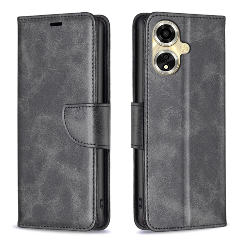 

For OPPO A59 5G Lambskin Texture Leather Phone Case(Black)