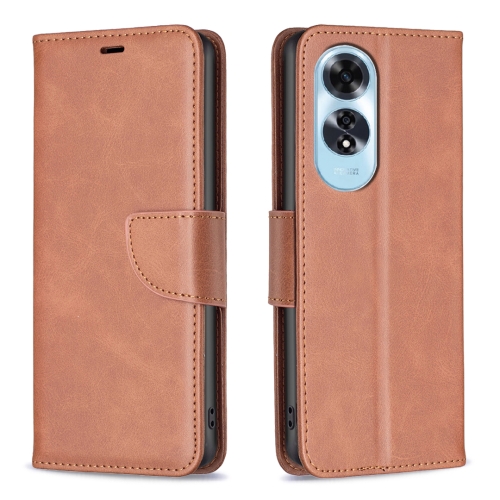 For OPPO A60 Lambskin Texture Leather Phone Case(Brown)