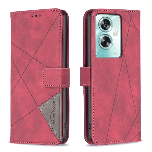 

For OPPO A79 5G Magnetic Buckle Rhombus Texture Leather Phone Case(Red)