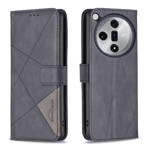 For OPPO Find X7 Magnetic Buckle Rhombus Texture Leather Phone Case(Black) на oppo find n солнце живопись