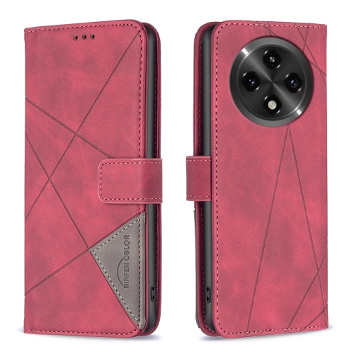 

For OPPO A3 Pro 5G/A2 Pro 5G Magnetic Buckle Rhombus Texture Leather Phone Case(Red)