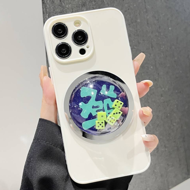 

For iPhone 13 Pro Frame White TPU Phone Case(Green Dice)