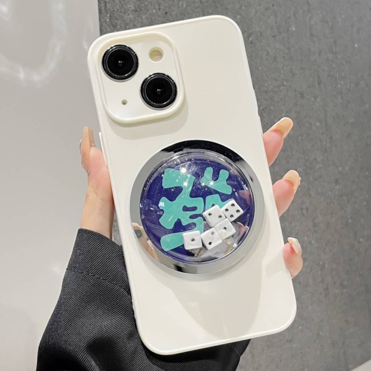 

For iPhone 13 Frame White TPU Phone Case(White Dice)