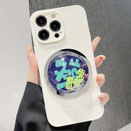 

For iPhone 12 Pro Frame White TPU Phone Case(Green Dice)