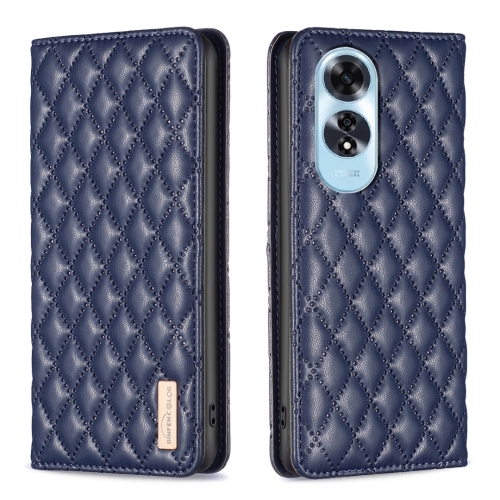 For OPPO A60 Diamond Lattice Magnetic Leather Flip Phone Case(Blue)