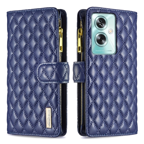 

For OPPO A79 5G Diamond Lattice Zipper Wallet Leather Flip Phone Case(Blue)
