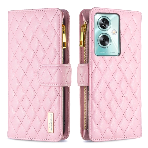 

For OPPO A79 5G Diamond Lattice Zipper Wallet Leather Flip Phone Case(Pink)