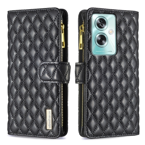 

For OPPO A79 5G Diamond Lattice Zipper Wallet Leather Flip Phone Case(Black)