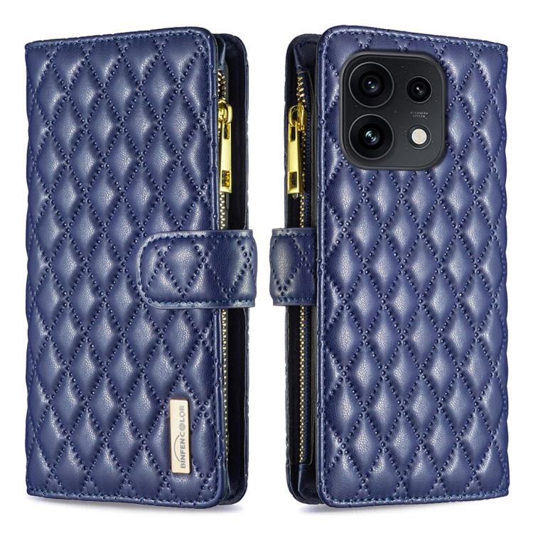 For OPPO Reno16 F 5G/Reno16 FS 5G Diamond Lattice Zipper Wallet Leather Flip Phone Case(Blue) — купить у Sunsky-online WW