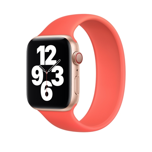 

For Apple Watch Series 7 45mm / 6 & SE & 5 & 4 44mm / 3 & 2 & 1 42mm Solid Color Elastic Silicone Watch Band, Size: S 130mm (Pink Orange)