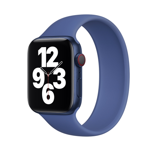 For Apple Watch Series 7 45mm / 6 & SE & 5 & 4 44mm / 3 & 2 & 1 42mm Solid Color Elastic Silicone Watch Band, Size:M 143mm (Aqua Blue) olevs 9931 men luminous waterproof quartz watch blue