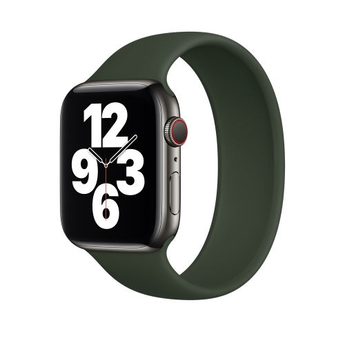 

For Apple Watch Ultra 49mm&Watch Ultra 2 49mm / Series 9&8&7 45mm / SE 3&SE 2&6&SE&5&4 44mm / 3&2&1 42mm Solid Color Elastic Silicone Watch Band, Size:L 156mm (Dark Green)