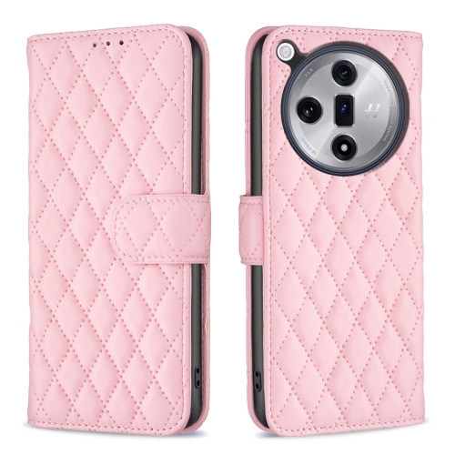 

For OPPO Find X7 Diamond Lattice Wallet Leather Flip Phone Case(Pink)