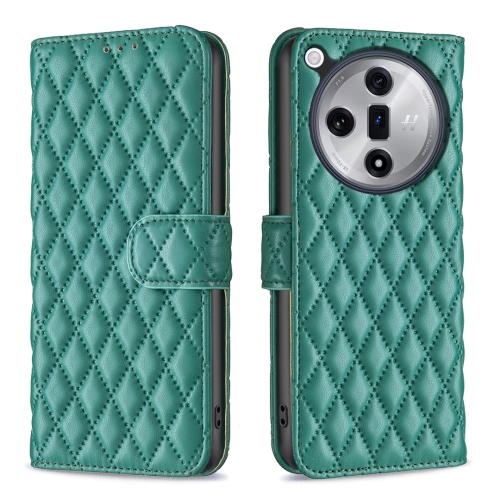 

For OPPO Find X7 Diamond Lattice Wallet Leather Flip Phone Case(Green)