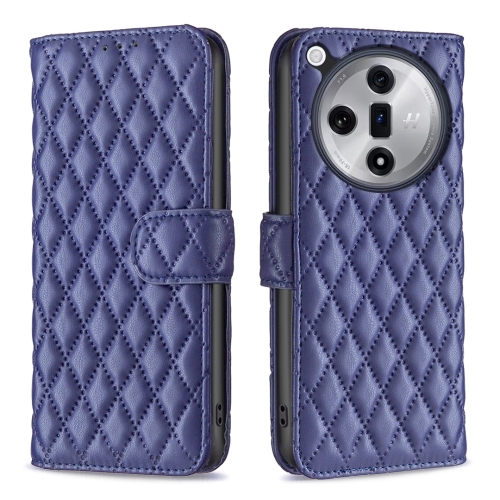 

For OPPO Find X7 Ultra Diamond Lattice Wallet Leather Flip Phone Case(Blue)