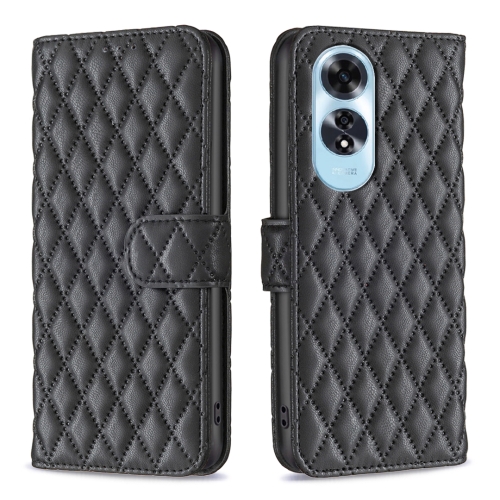 For OPPO A60 Diamond Lattice Wallet Leather Flip Phone Case(Black)