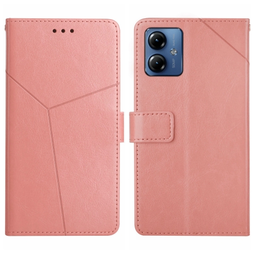 

For Motorola Moto G54 HT01 Y-shaped Pattern Flip Leather Phone Case(Pink)