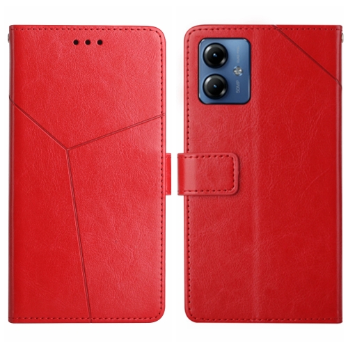 

For Motorola Moto G54 HT01 Y-shaped Pattern Flip Leather Phone Case(Red)