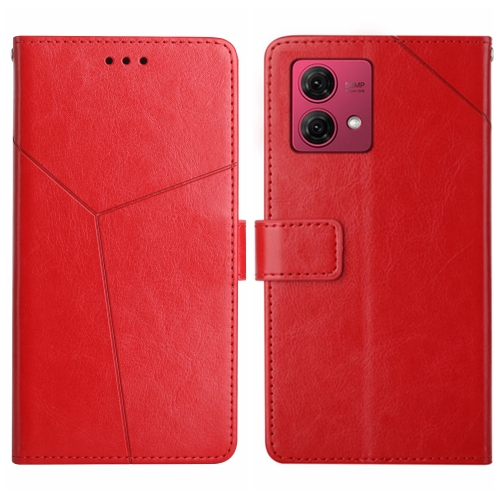 

For Motorola Moto G84 HT01 Y-shaped Pattern Flip Leather Phone Case(Red)