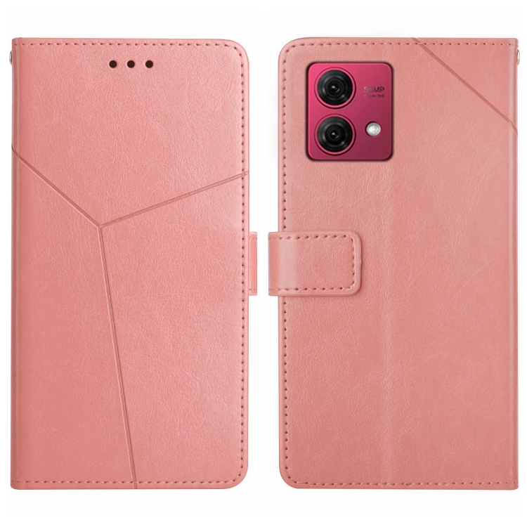 

For Motorola Edge 40 Neo HT01 Y-shaped Pattern Flip Leather Phone Case(Pink)