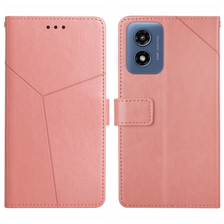

For Motorola Moto G Play 5G 2024 HT01 Y-shaped Pattern Flip Leather Phone Case(Pink)
