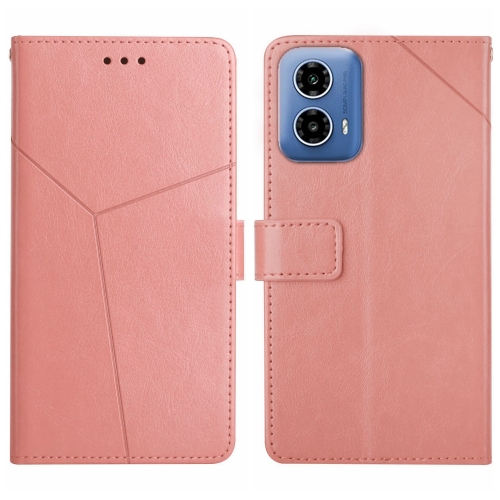 

For Motorola Moto G04 / G24 HT01 Y-shaped Pattern Flip Leather Phone Case(Pink)