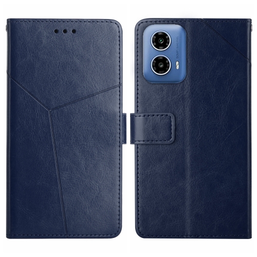 

For Motorola Moto G04 / G24 HT01 Y-shaped Pattern Flip Leather Phone Case(Blue)