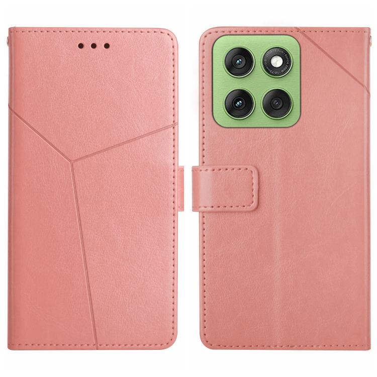 

For Motorola Edge 60 5G HT01 Y-shaped Pattern Flip Leather Phone Case(Pink)