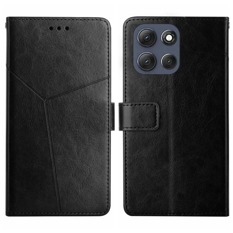 

For Motorola Moto G86 5G HT01 Y-shaped Pattern Flip Leather Phone Case(Black)