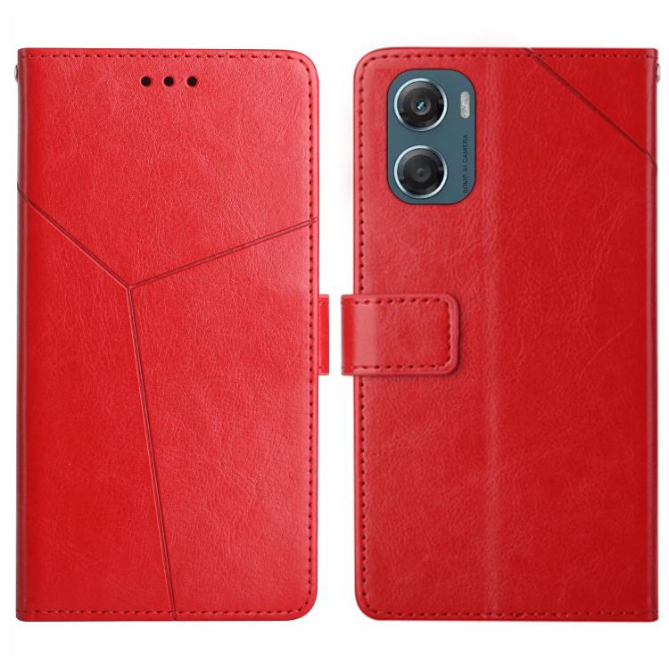 

For Motorola Moto G06 4G HT01 Y-shaped Pattern Flip Leather Phone Case(Red)