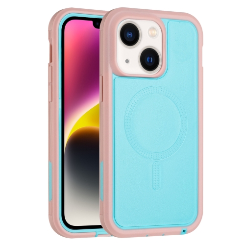 

For iPhone 15 Plus Defender Series XT MagSafe Magnetic PC + TPU Shockproof Phone Case(Turquoise+Pink)