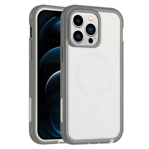 

For iPhone 12 Pro Max Defender Series XT MagSafe Magnetic PC + TPU Shockproof Phone Case(White+Grey)