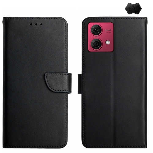 

For Motorola Moto G84 Genuine Leather Fingerprint-proof Horizontal Flip Phone Case(Black)