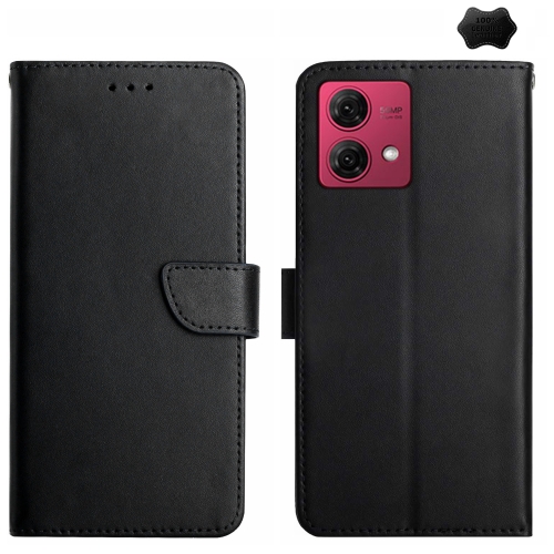 

For Motorola Edge 40 Neo Genuine Leather Fingerprint-proof Horizontal Flip Phone Case(Black)