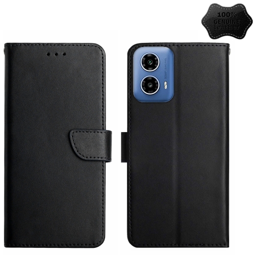 

For Motorola Moto G04 / G24 Genuine Leather Fingerprint-proof Horizontal Flip Phone Case(Black)