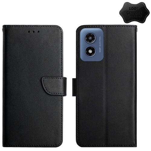 

For Motorola Moto G Play 5G 2024 Genuine Leather Fingerprint-proof Horizontal Flip Phone Case(Black)