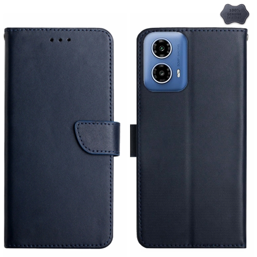 

For Motorola Moto G35 5G Genuine Leather Fingerprint-proof Horizontal Flip Phone Case(Blue)