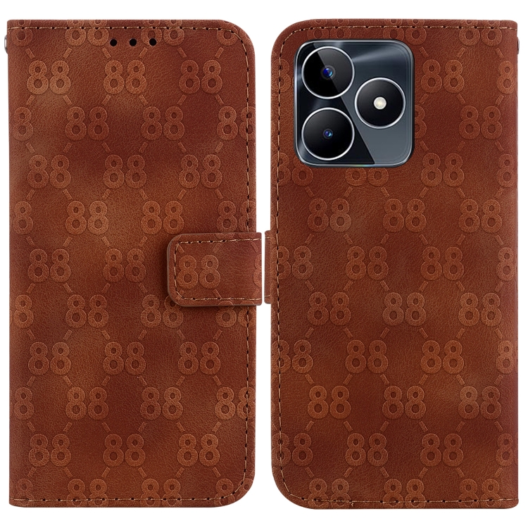 

For Realme C53 / Narzo N53 Double 8-shaped Embossed Leather Phone Case(Brown)