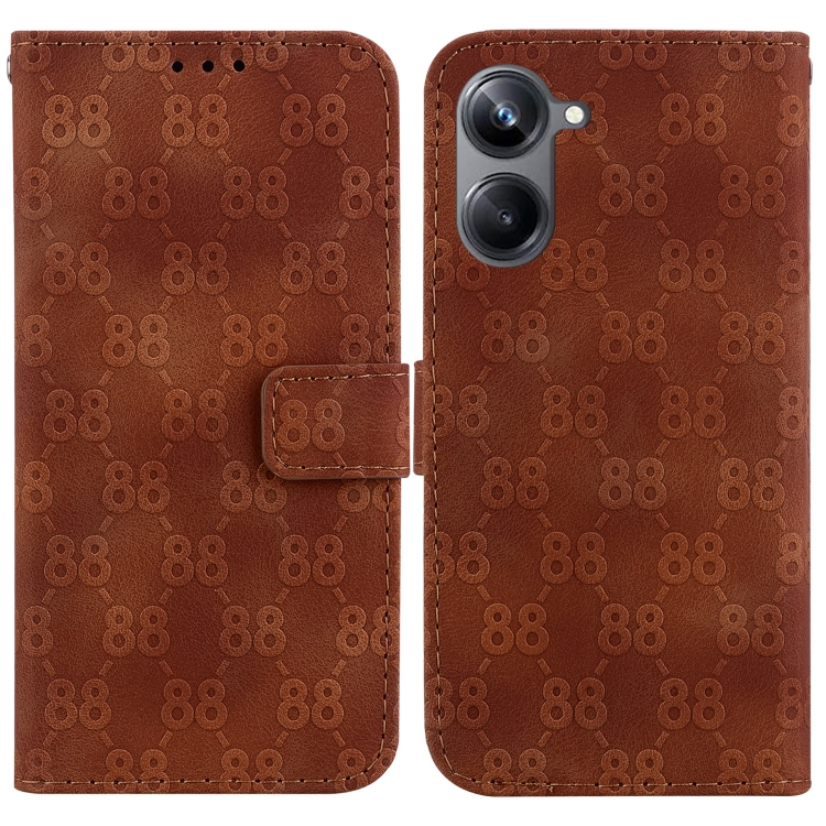 

For Realme 10 Pro 5G Double 8-shaped Embossed Leather Phone Case(Brown)